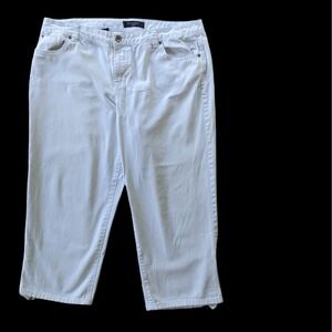 Nine West Jeans Size 18/33W White Mid Rise Regular/Cuff Ankle Tapered Leg Pocket